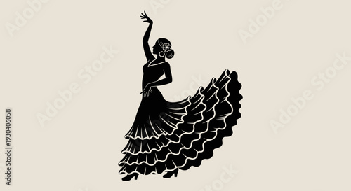 Flamenco Dancer Silhouette – Spanish Traditional Dance Vector Illustration
