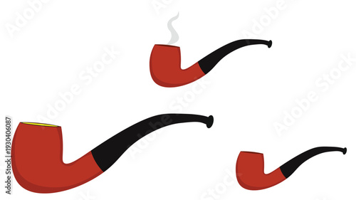 Cartoon Smoking Pipe Illustration Set Isolated on White Background