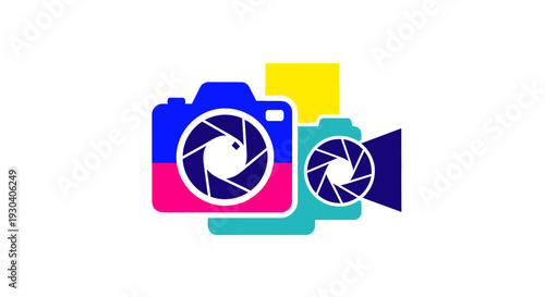 Colorful Camera And Camcorder Icons.
