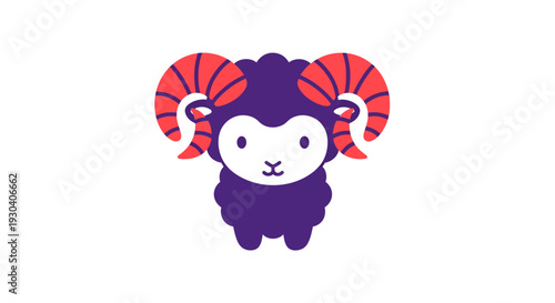 Aries Zodiac Sign Vector Illustration, Flat Design, Astrology Symbol, Horoscope Icon