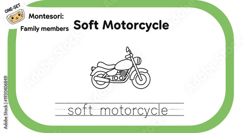 Montessori Soft Motorcycle Coloring Page for Kids - Educational Transport Activity