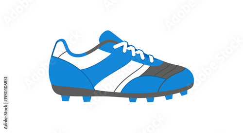 Blue soccer shoe image, photography, sport equipment, footwear, isolated on white background