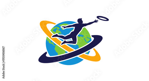 Tennis Player Serving on Earth Globe.