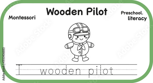 Montessori Wooden Pilot Preschool Literacy Tracing Worksheet