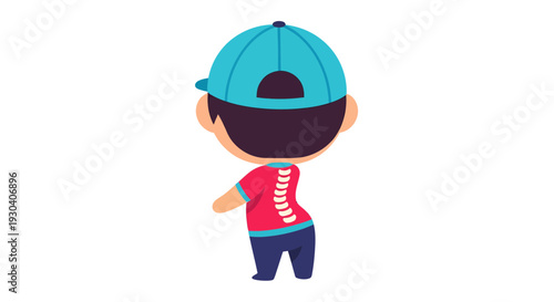 Boy wearing cap, Vector Illustration, cartoon style, for children's designs and educational materials