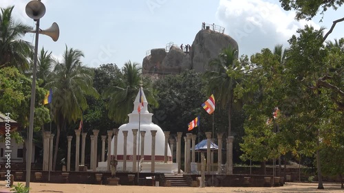 Morning at the ancient Buddhist stupa Ambasthala Dagoba. Mihintale, Sri Lanka