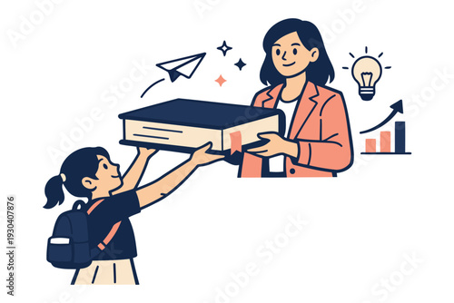 teacher giving book to student inspiring education and learning
