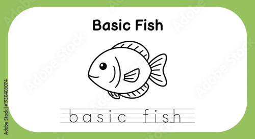 Simple Line Drawing of a Basic Fish for Kids Learning to Draw