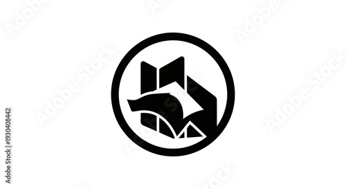 Black and white dog logo symbol.