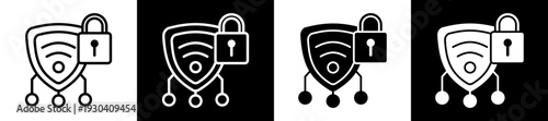 Protection Icon In Flat Version On Black And White Background
