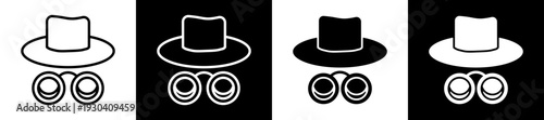 Hacker Icon In Flat Version On Black And White Background