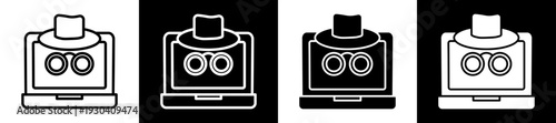 Webpage Icon In Flat Version On Black And White Background