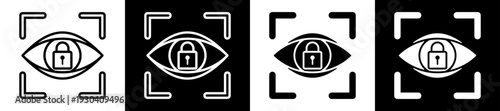 Eye Recognition Icon In Flat Version On Black And White Background