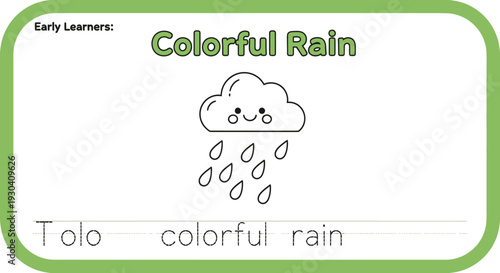 Children's Colorful Rain Coloring Page for Early Learners