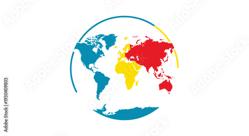 Colorful World Map Globe Illustration.