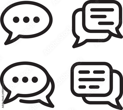 Four distinct speech bubbles showcasing various text and ellipsis patterns