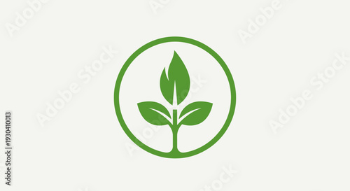 Green Plant Eco Icon – Sustainable Nature Leaf Vector Illustration