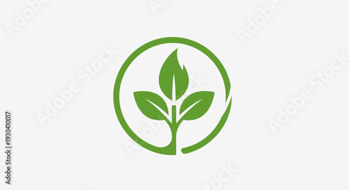 Green Plant Eco Icon – Sustainable Nature Leaf Vector Illustration