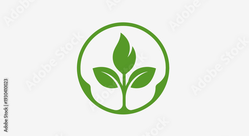Green Plant Eco Icon – Sustainable Nature Leaf Vector Illustration