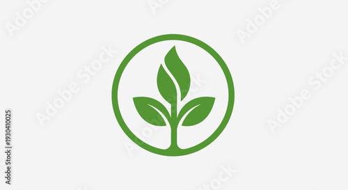 Green Plant Eco Icon – Sustainable Nature Leaf Vector Illustration