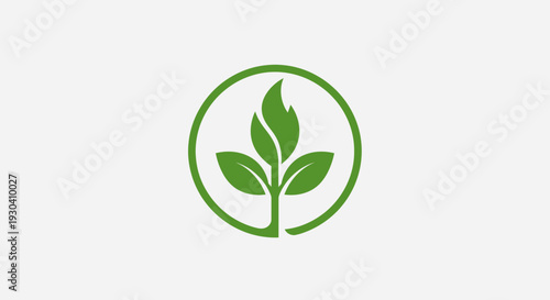Green Plant Eco Icon – Sustainable Nature Leaf Vector Illustration