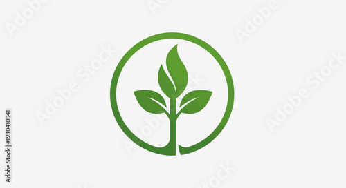 Green Plant Eco Icon – Sustainable Nature Leaf Vector Illustration