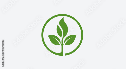 Green Plant Eco Icon – Sustainable Nature Leaf Vector Illustration