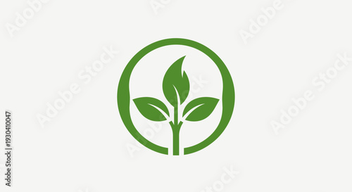 Green Plant Eco Icon – Sustainable Nature Leaf Vector Illustration