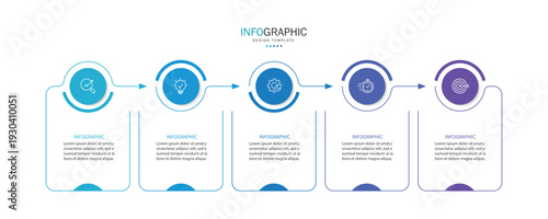 Business infographic template. 5 Step timeline journey. Process diagram, Infographic elements vector illustration.	