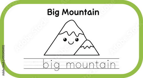 Cute Big Mountain Illustration for Kids Learning and Coloring
