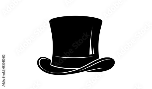 Decorative retro top hat silhouette vector illustration isolated on white