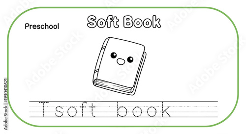 Cute cartoon soft book for preschool learning, tracing activity, educational illustration