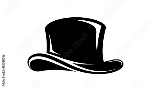 Vintage top hat silhouette vector isolated on white background