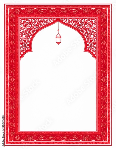 Red arabesque patterned frame