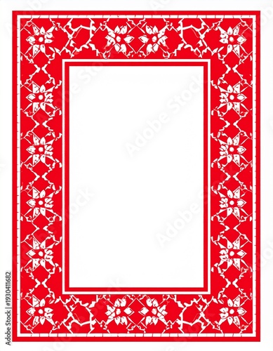 Red arabesque patterned frame