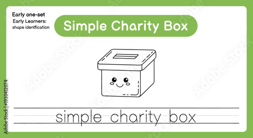 Cute Charity Box Illustration for Kids Education, Simple Drawing