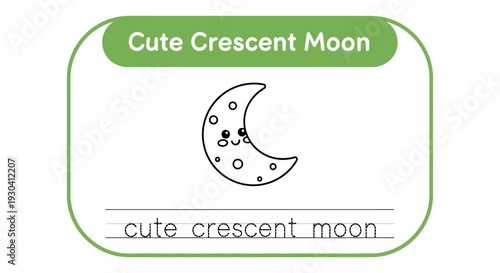 Cute Crescent Moon Drawing for Kids Learning to Write