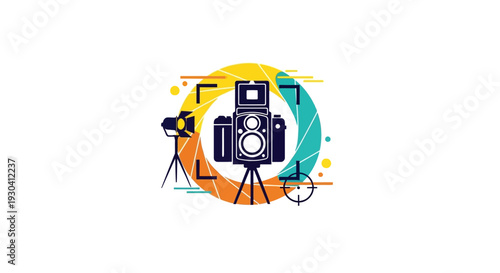 Camera on a tripod stand.