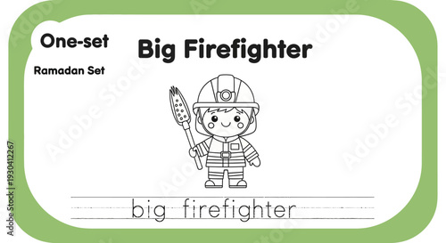 Cute Firefighter Coloring Page for Kids - Big Firefighter Illustration
