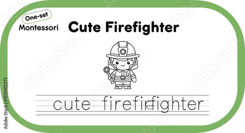 Cute Firefighter Coloring Page for Kids - Montessori Educational Activity