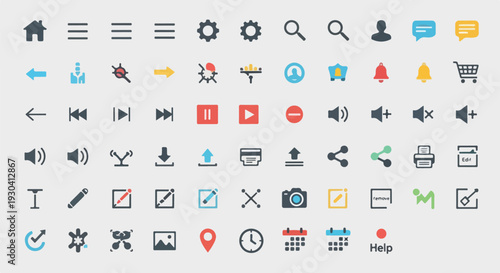 A collection of various icons, offering a user-friendly interface