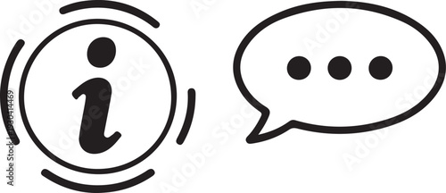 Two distinct symbols representing information and communication in a simple and clear manner