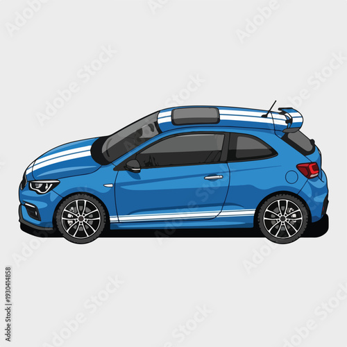 Pixelated illustration of a blue compact sports car