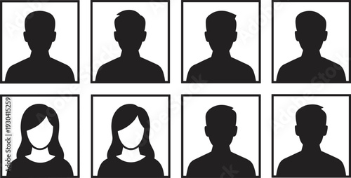 User profile avatar silhouette set, male and female default photo icons collection isolated on white