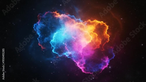 Colorful Cosmic Cloud of Neon Hues Illuminating the Darkness of Space, Abstract Space Phenomenon for Science and Technology Visuals
