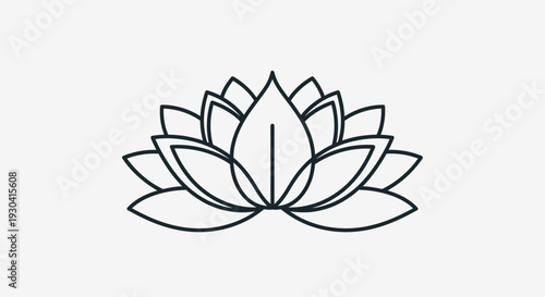 Lotus Flower Line Art Icon – Minimal Zen Yoga and Spiritual Symbol Vector Illustration