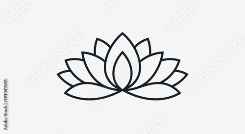 Lotus Flower Line Art Icon – Minimal Zen Yoga and Spiritual Symbol Vector Illustration