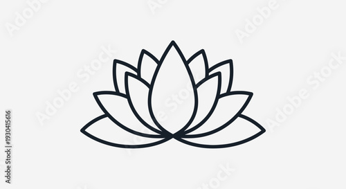 Lotus Flower Line Art Icon – Minimal Zen Yoga and Spiritual Symbol Vector Illustration