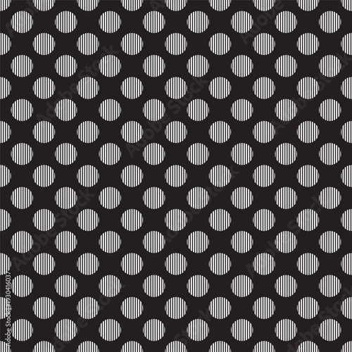 Geometric Seamless Circle Striped Pattern in Black and White Illustration