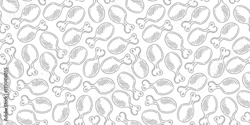 fried chicken seamless pattern background. doodle fried chicken pattern background. fast food background. Chicken leg seamless pattern. Chicken drumstick pattern.